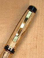 Cigar style ballpoint in Spalded Oak with 24k-Gold hardware