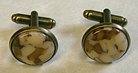 16mm Cuff-Links in Antique Bronze with Brown Ice acrylic