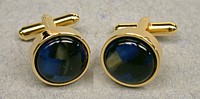 16mm Cuff-Links in Gold with Blue-Gold-Matrix acrylic