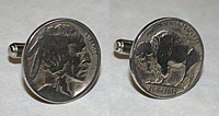 Cuff-links with Real Buffalo Nickels