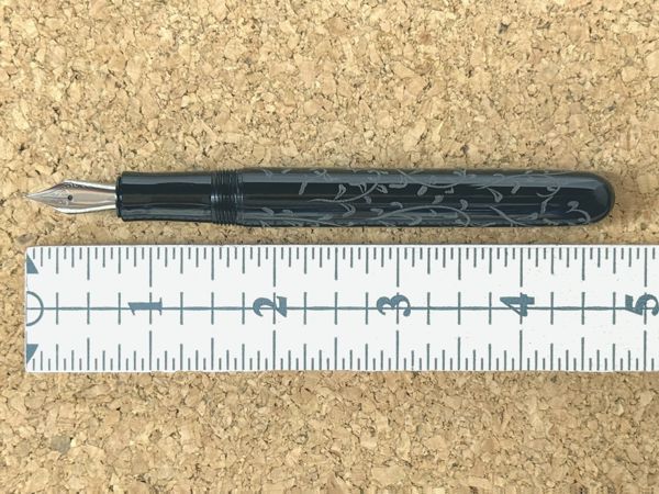 Loa Jr with Clip in Black Acrylic with Flower Scroll Engraving (ruler-2-h)